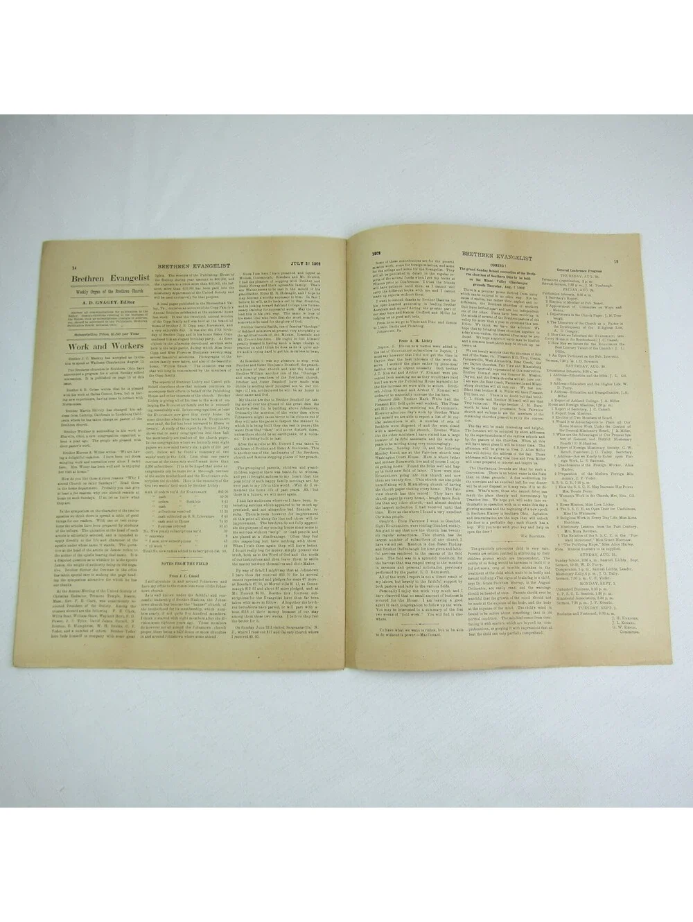 Brethren Evangelist Christian Newspaper Ashland Ohio Antique July 23rd 1902 RARE
